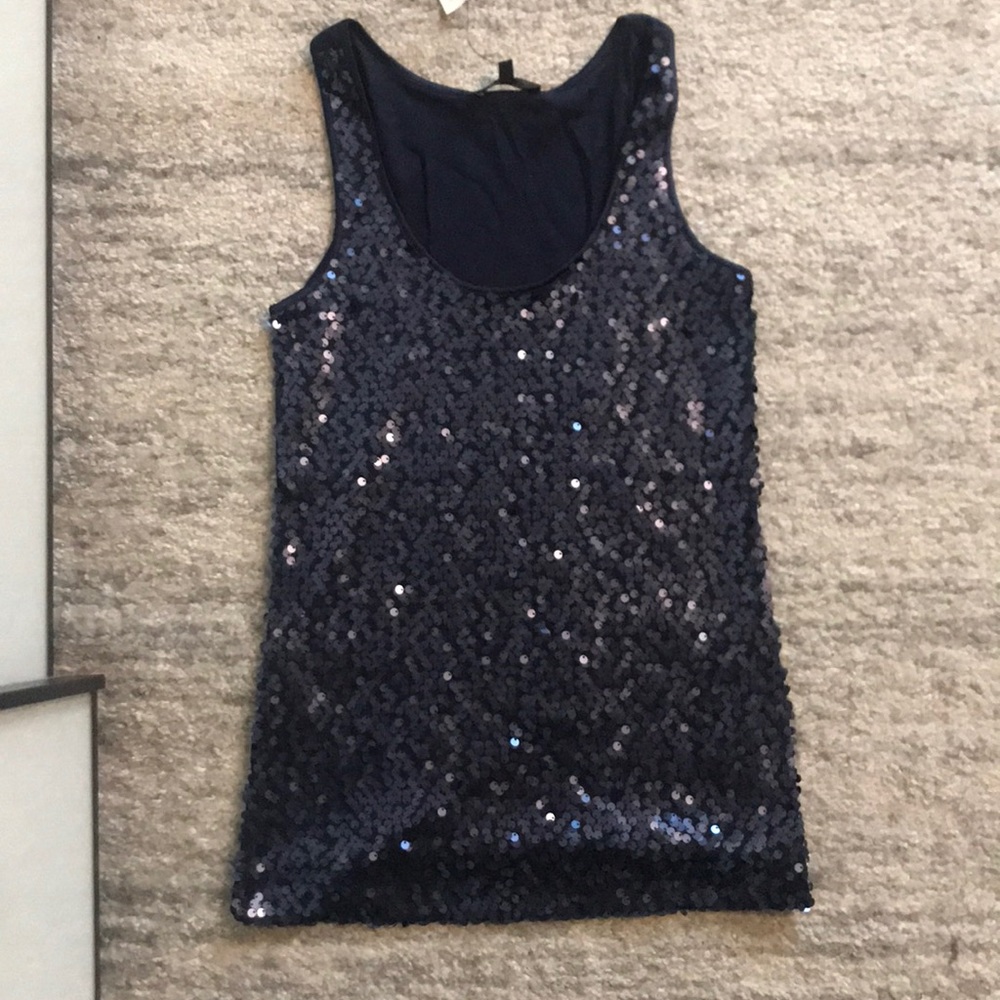 Dark blue Navy Sequin Tank  Top Express